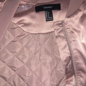 Rose Gold Satin Bomber Jacket